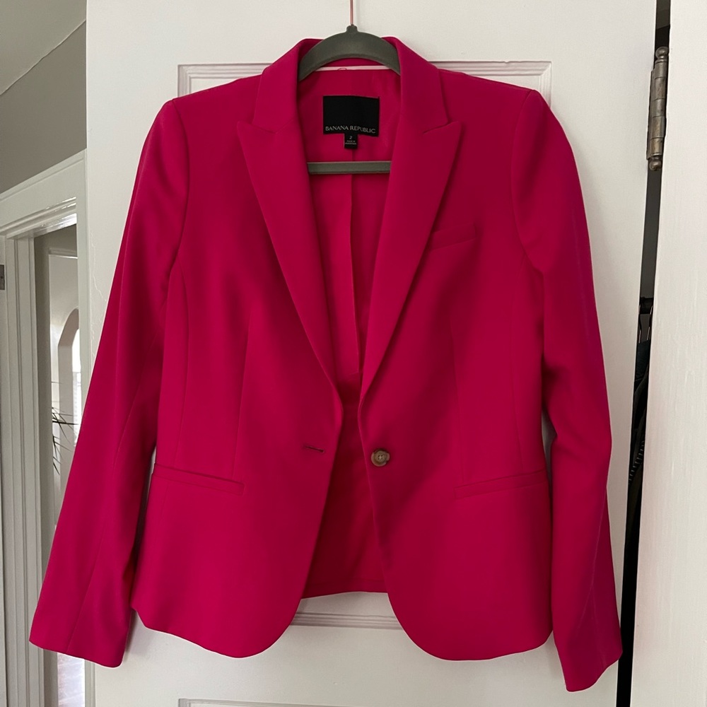 Banana Republic Wool Suiting Blazer - Hot Pink